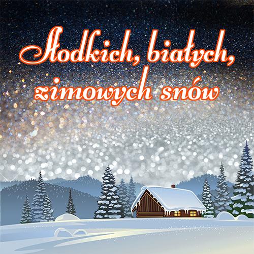 Słodkich, białych, zimowych snów!! Śnieg, słodkie śnieżne sny, dobranoc, zimowa noc, zima, słodkie zimowe sny!