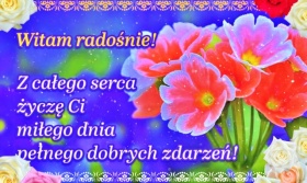 Kartka z kwiatami Witam Radośnie!
