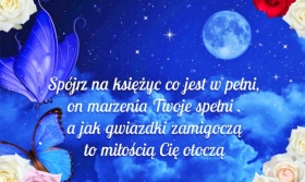 Kartka na dobranoc księżyc