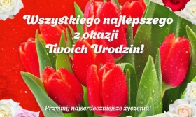 Kartka urodzinowa z tulipanami