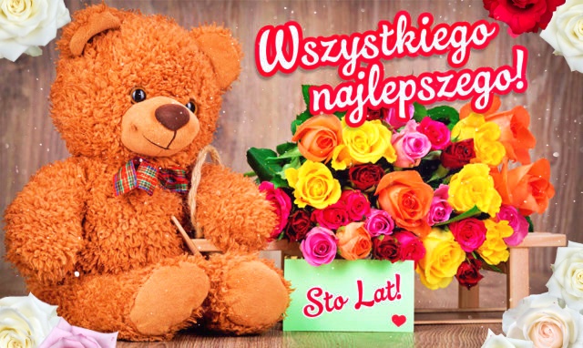 Urodzinowy miś  i kwiaty dla Ciebie!