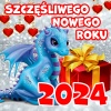 Piękna kartka z wizerunkiem smoka na Nowy Rok 2024.